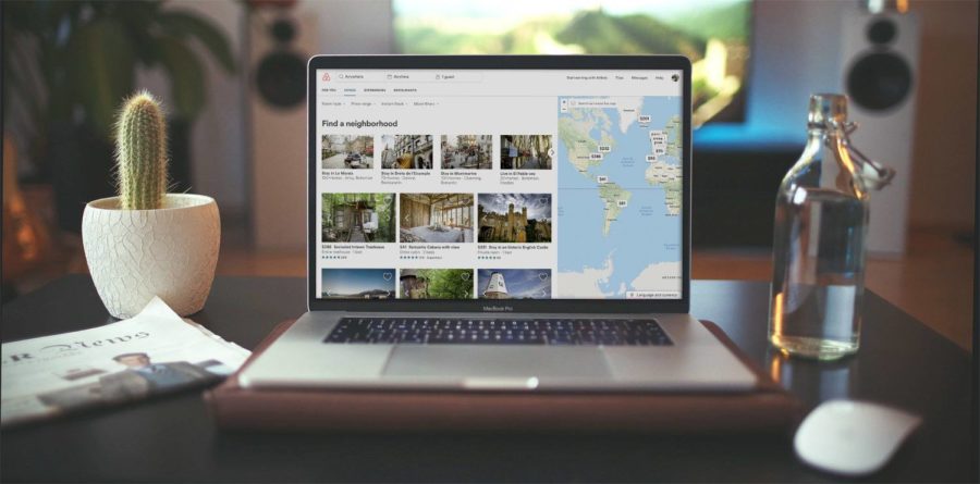 post image Cover image presenting Macbook with Airbnb map on the screen